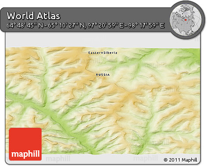 Physical 3D Map of the Area around 64° 59' 36" N, 97° 49' 29" E