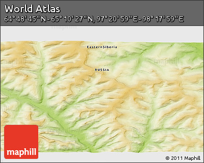 Physical 3D Map of the Area around 64° 59' 36" N, 97° 49' 29" E