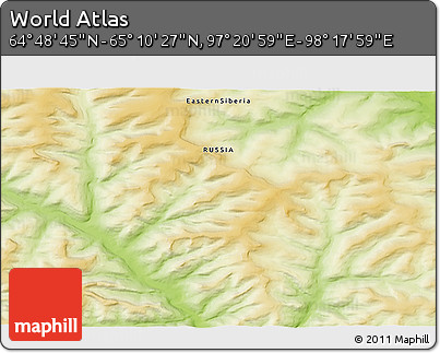 Physical 3D Map of the Area around 64° 59' 36" N, 97° 49' 29" E