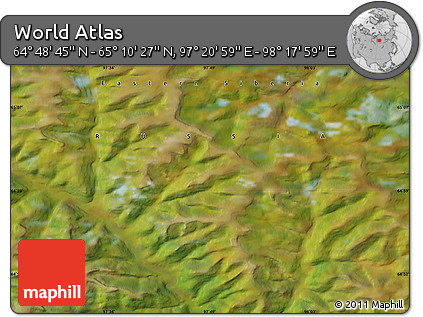 Satellite Map of the Area around 64° 59' 36" N, 97° 49' 29" E
