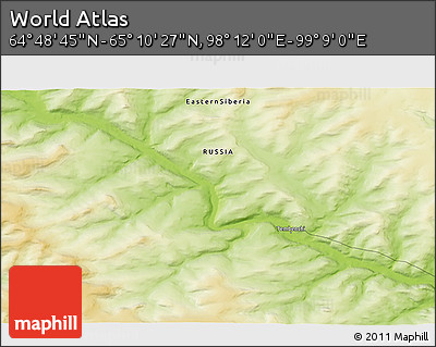 Physical 3D Map of the Area around 64° 59' 36" N, 98° 40' 30" E