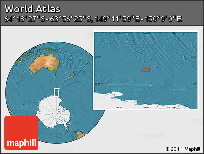 Satellite Location Map of the Area around 64° 7' 26" S, 149° 40' 30" E