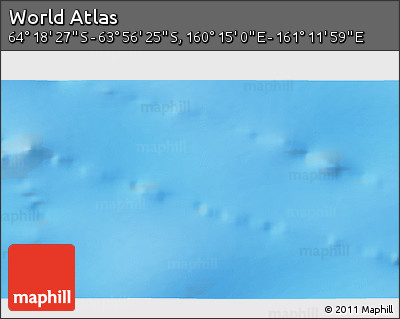 Physical 3D Map of the Area around 64° 7' 26" S, 160° 43' 29" E
