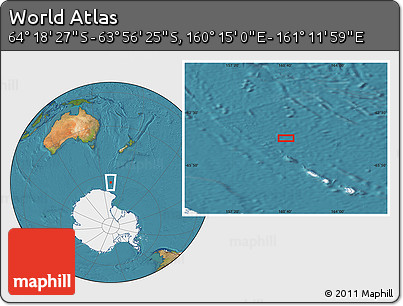 Satellite Location Map of the Area around 64° 7' 26" S, 160° 43' 29" E