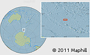 Savanna Style Location Map of the area around 64° 7' 26" S, 160° 43' 29" E, hill shading