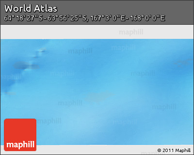 Physical 3D Map of the Area around 64° 7' 26" S, 167° 31' 30" E
