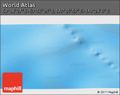 Physical 3D Map of the Area around 64° 7' 26" S, 170° 55' 30" E