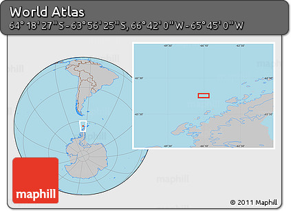 Gray Location Map of the Area around 64° 7' 26" S, 66° 13' 29" W