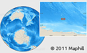 Shaded Relief Location Map of the area around 64° 46' 37" S, 151° 22' 30" E