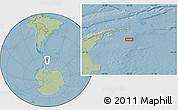 Savanna Style Location Map of the area around 64° 46' 37" S, 55° 10' 29" W, hill shading