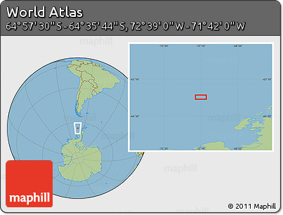 Savanna Style Location Map of the Area around 64° 46' 37" S, 72° 10' 30" W