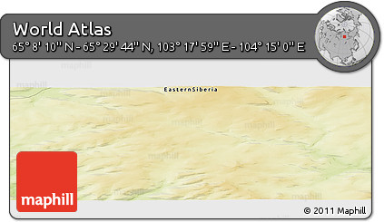 Physical Panoramic Map of the Area around 65° 18' 57" N, 103° 46' 30" E