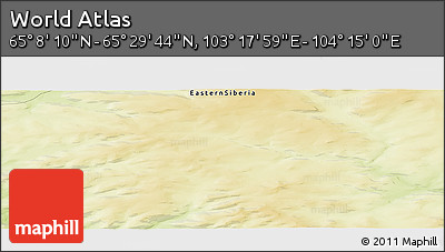 Physical Panoramic Map of the Area around 65° 18' 57" N, 103° 46' 30" E