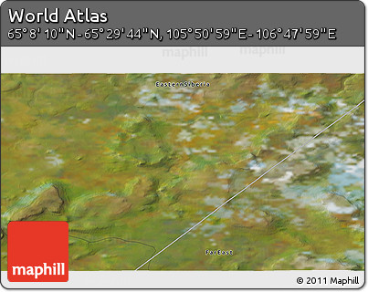 Satellite 3D Map of the Area around 65° 18' 57" N, 106° 19' 29" E