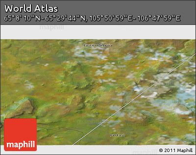 Satellite 3D Map of the Area around 65° 18' 57" N, 106° 19' 29" E