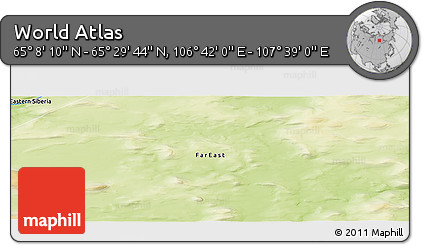 Physical Panoramic Map of the Area around 65° 18' 57" N, 107° 10' 30" E