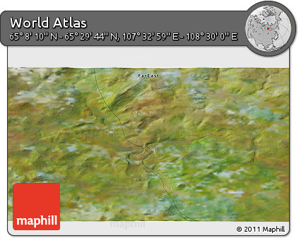 Satellite 3D Map of the Area around 65° 18' 57" N, 108° 1' 30" E