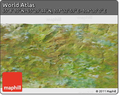Satellite 3D Map of the Area around 65° 18' 57" N, 108° 1' 30" E