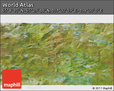 Satellite 3D Map of the Area around 65° 18' 57" N, 108° 1' 30" E