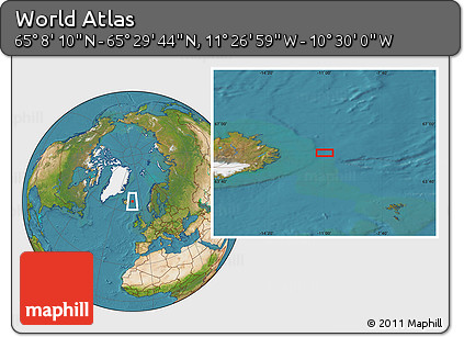 Satellite Location Map of the Area around 65° 18' 57" N, 10° 58' 29" W