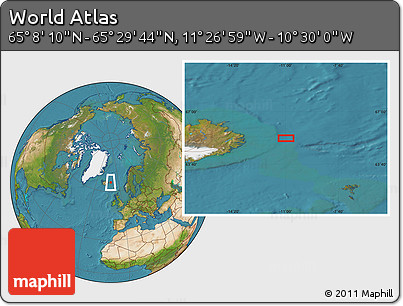 Satellite Location Map of the Area around 65° 18' 57" N, 10° 58' 29" W