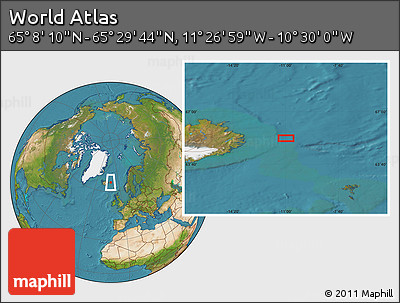 Satellite Location Map of the Area around 65° 18' 57" N, 10° 58' 29" W