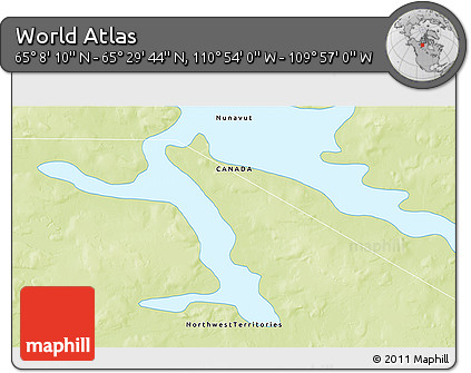 Physical 3D Map of the Area around 65° 18' 57" N, 110° 25' 30" W