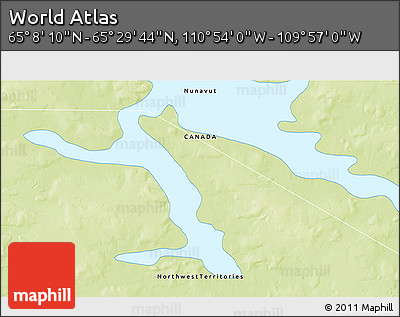 Physical 3D Map of the Area around 65° 18' 57" N, 110° 25' 30" W
