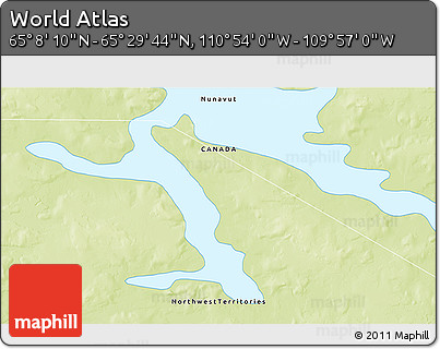 Physical 3D Map of the Area around 65° 18' 57" N, 110° 25' 30" W