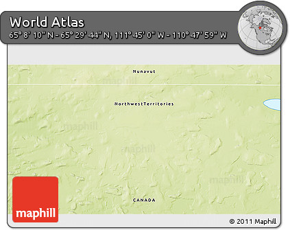 Physical 3D Map of the Area around 65° 18' 57" N, 111° 16' 30" W