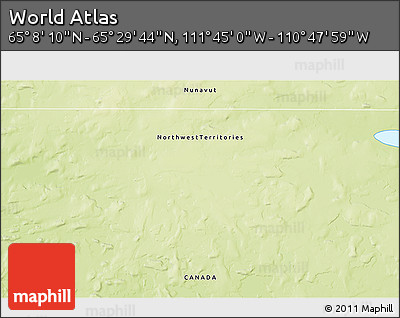 Physical 3D Map of the Area around 65° 18' 57" N, 111° 16' 30" W