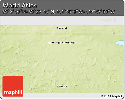 Physical 3D Map of the Area around 65° 18' 57" N, 111° 16' 30" W