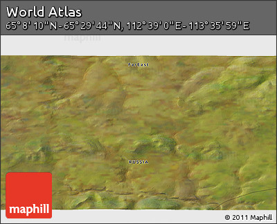 Satellite 3D Map of the Area around 65° 18' 57" N, 113° 7' 30" E
