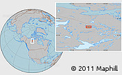 Gray Location Map of the area around 65° 18' 57" N, 113° 49' 29" W, hill shading