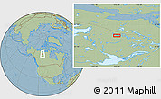 Savanna Style Location Map of the area around 65° 18' 57" N, 113° 49' 29" W, hill shading