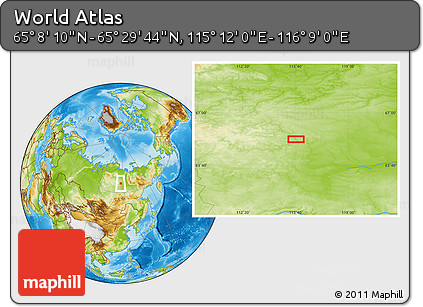 Physical Location Map of the Area around 65° 18' 57" N, 115° 40' 30" E