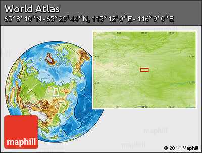 Physical Location Map of the Area around 65° 18' 57" N, 115° 40' 30" E