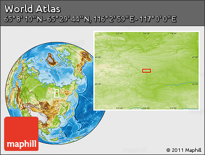 Physical Location Map of the Area around 65° 18' 57" N, 116° 31' 30" E