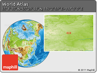 Physical Location Map of the Area around 65° 18' 57" N, 116° 31' 30" E