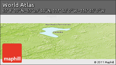 Physical Panoramic Map of the Area around 65° 18' 57" N, 117° 13' 29" W
