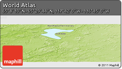 Physical Panoramic Map of the Area around 65° 18' 57" N, 117° 13' 29" W