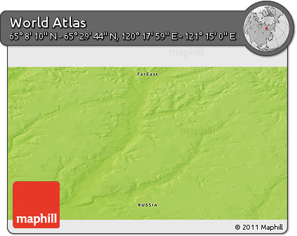 Physical 3D Map of the Area around 65° 18' 57" N, 120° 46' 30" E