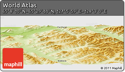 Physical Panoramic Map of the Area around 65° 18' 57" N, 127° 34' 30" E