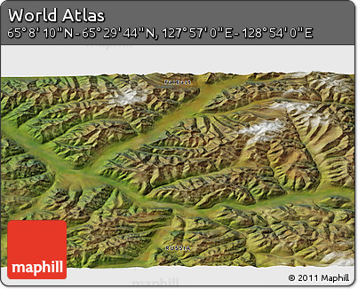 Satellite 3D Map of the Area around 65° 18' 57" N, 128° 25' 30" E