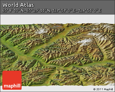 Satellite 3D Map of the Area around 65° 18' 57" N, 128° 25' 30" E