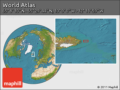 Satellite Location Map of the Area around 65° 18' 57" N, 12° 40' 30" W