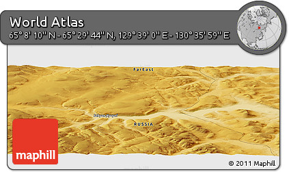 Physical Panoramic Map of the Area around 65° 18' 57" N, 130° 7' 30" E