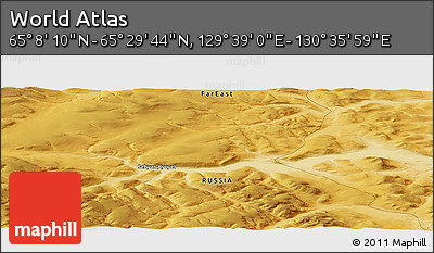 Physical Panoramic Map of the Area around 65° 18' 57" N, 130° 7' 30" E