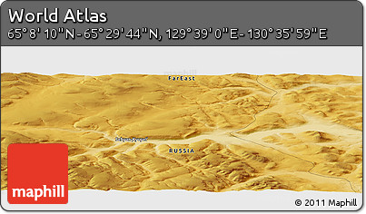 Physical Panoramic Map of the Area around 65° 18' 57" N, 130° 7' 30" E