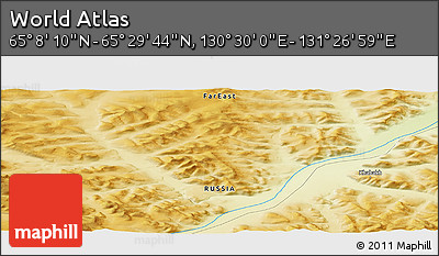 Physical Panoramic Map of the Area around 65° 18' 57" N, 130° 58' 29" E